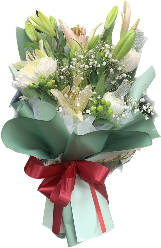 Fresh Lily White Floral Bouquet