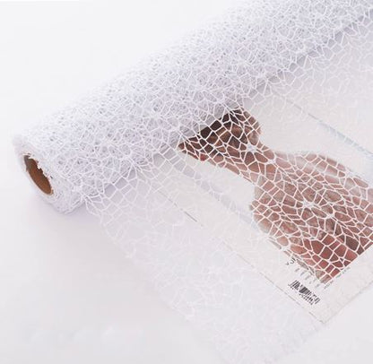 Korean Style Lovely Dot Flower Wrapping Mesh Paper Net Inches, White